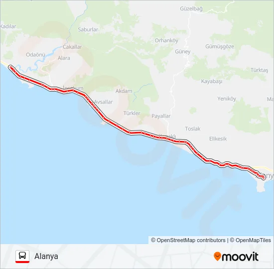 OKURCALAR Bus Line Map
