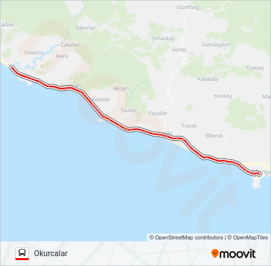 OKURCALAR Bus Line Map