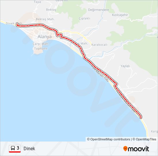 3 otobüs Hattı Haritası