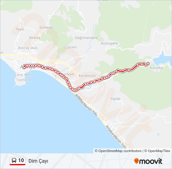 10 otobüs Hattı Haritası