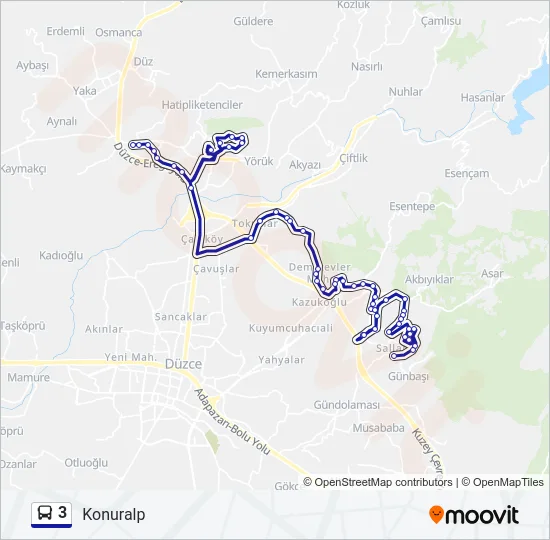 3 Bus Line Map