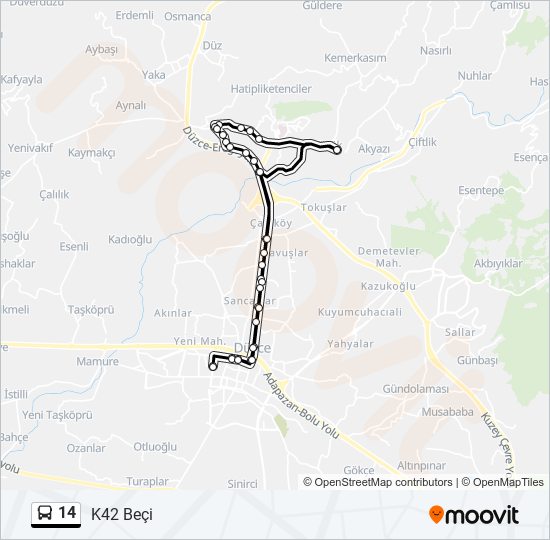 14 bus Line Map