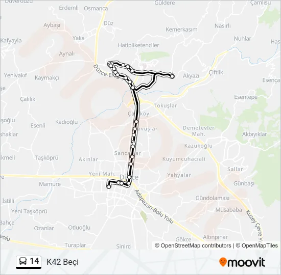 14 Bus Line Map