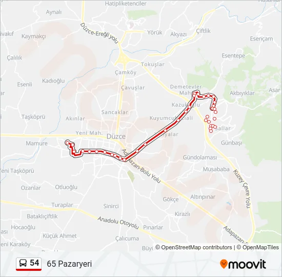 54 Bus Line Map