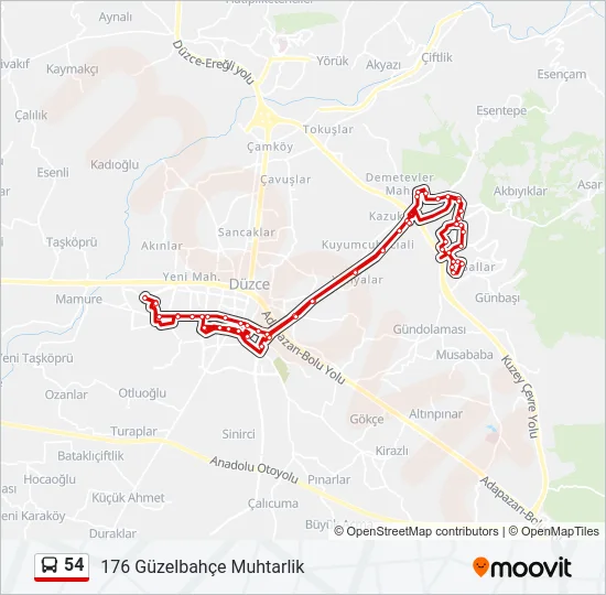 54 Bus Line Map