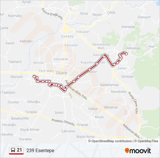 21 bus Line Map