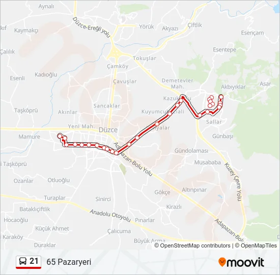 21 Bus Line Map