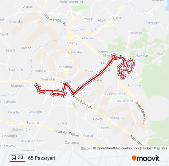 33 bus Line Map