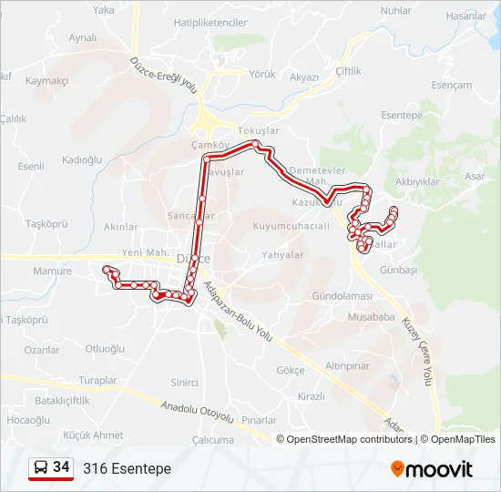 34 Bus Line Map