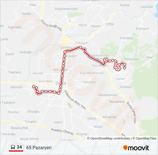34 Bus Line Map