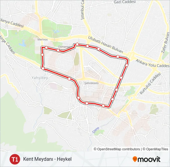 T1 Light Rail Line Map