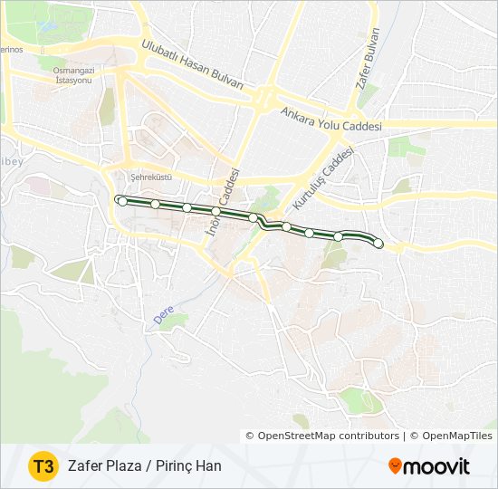 T3 tramvay Hattı Haritası