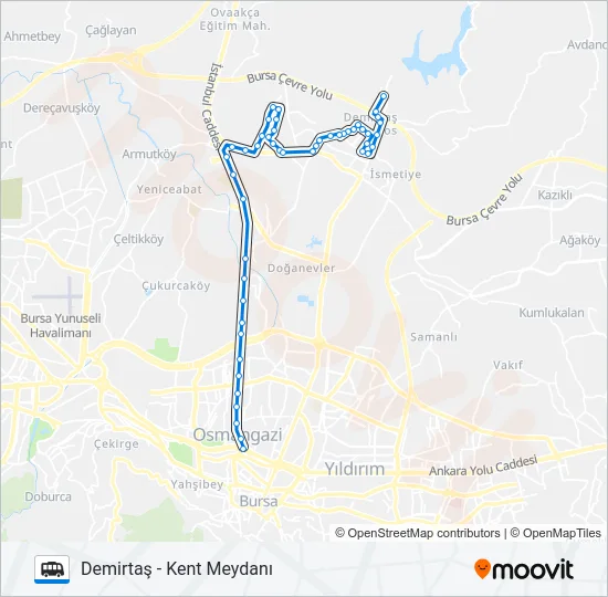 DEMIRTAŞ - KENT MEYDANI Cable Car Line Map