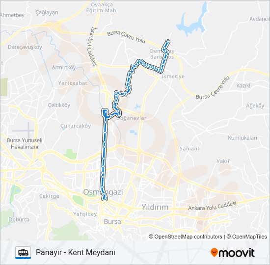 PANAYIR - KENT MEYDANI minibüs / dolmuş Hattı Haritası