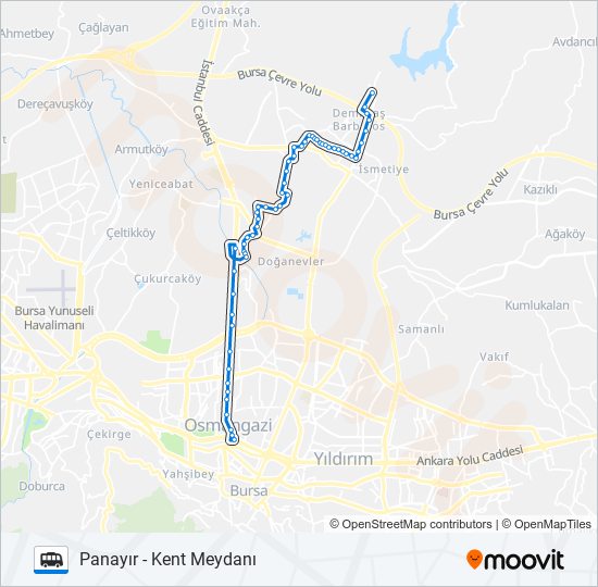 Panayır - Kent Meydanı minibüs / dolmuş Hattı Haritası