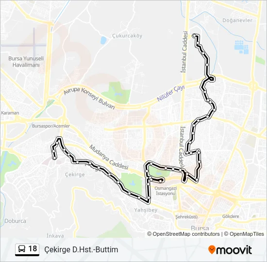 18 Bus Line Map