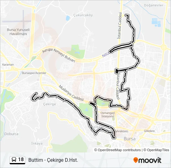 18 Bus Line Map