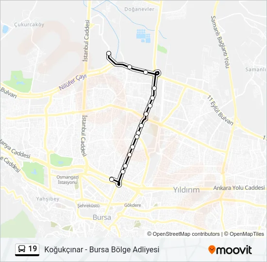 19 Bus Line Map