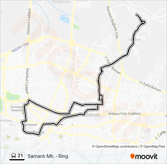 21 Bus Line Map