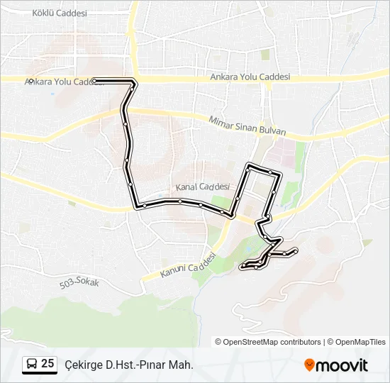 25 Bus Line Map