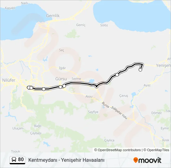 80 Bus Line Map