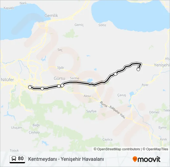 80 Bus Line Map
