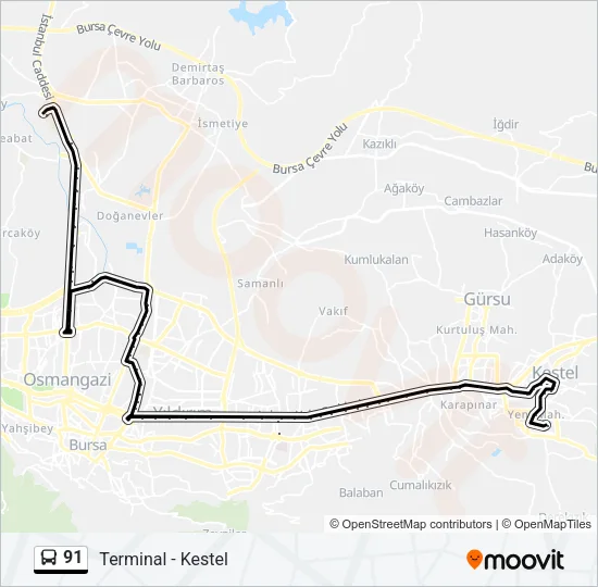 91 Bus Line Map