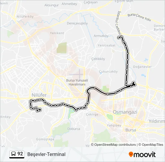 92 Bus Line Map