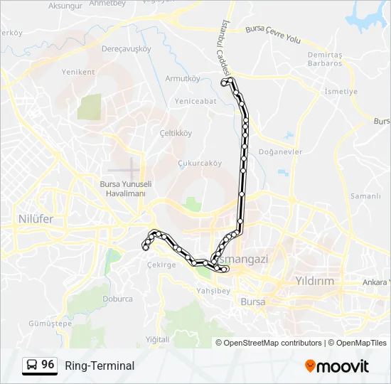 96 Bus Line Map