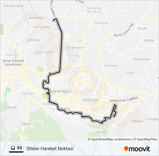 99 otobüs Hattı Haritası