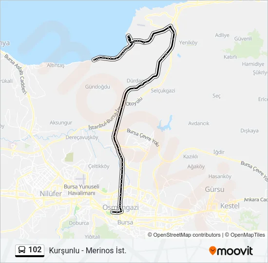 102 Bus Line Map