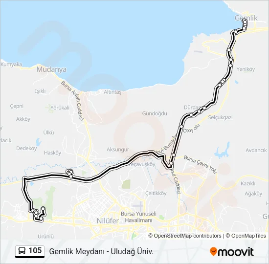 105 Bus Line Map