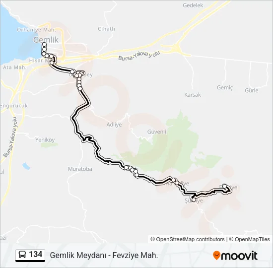 134 Bus Line Map