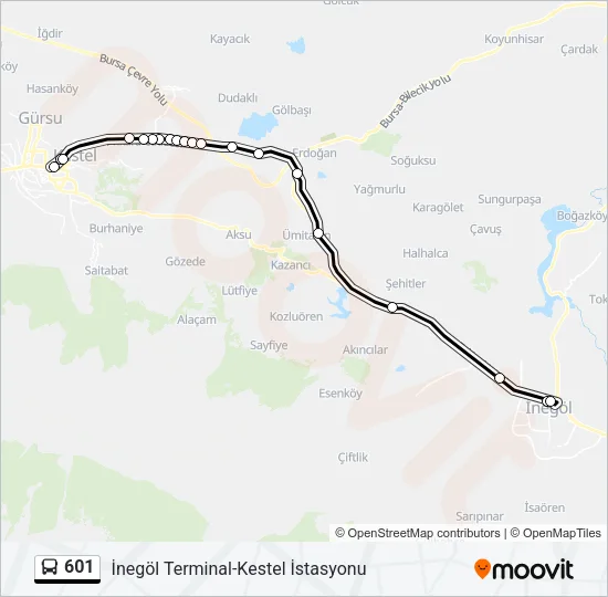 601 Bus Line Map