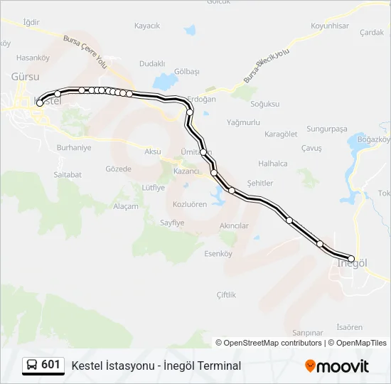 601 Bus Line Map