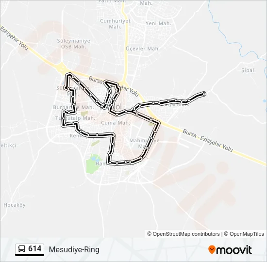 614 Bus Line Map
