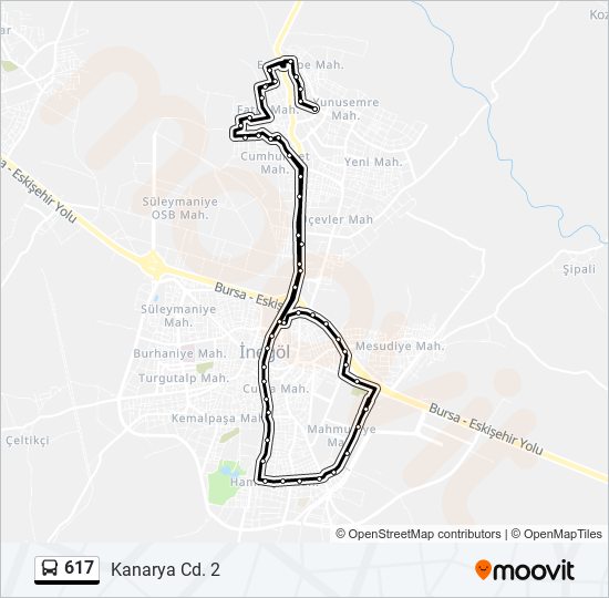 617 otobüs Hattı Haritası