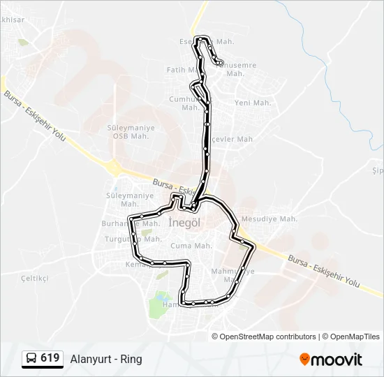 619 Bus Line Map