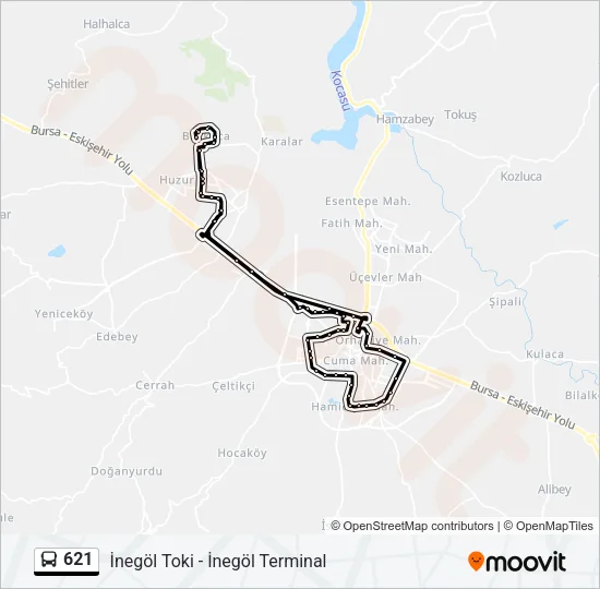 621 Bus Line Map