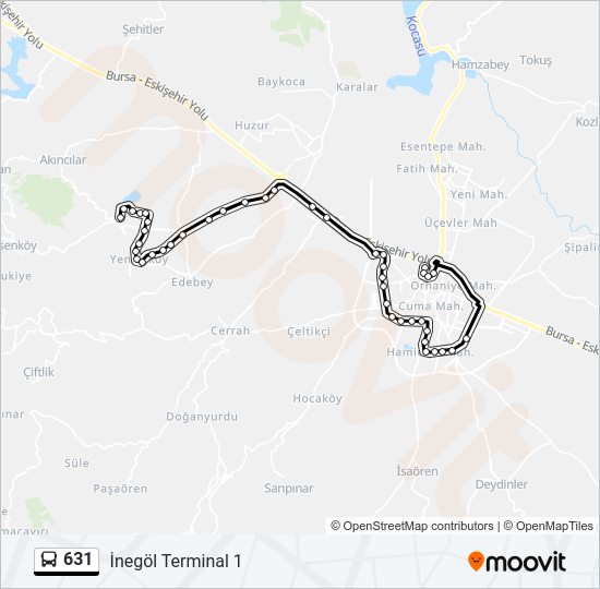 631 otobüs Hattı Haritası