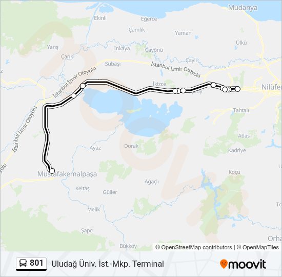 801 otobüs Hattı Haritası