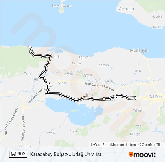 903 otobüs Hattı Haritası