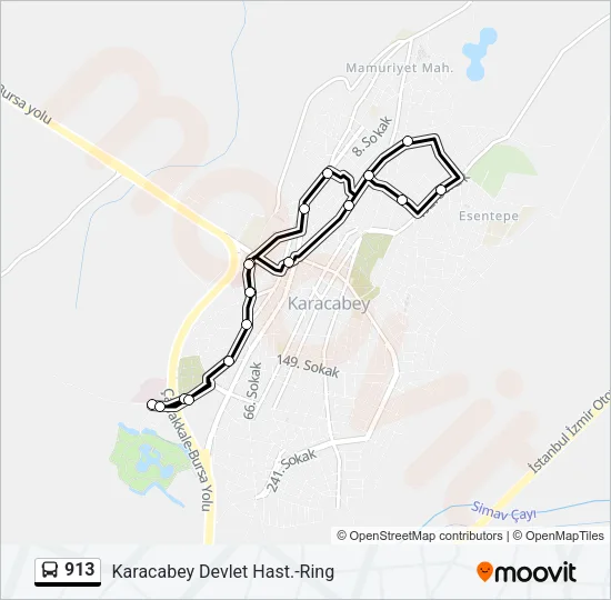 913 Bus Line Map