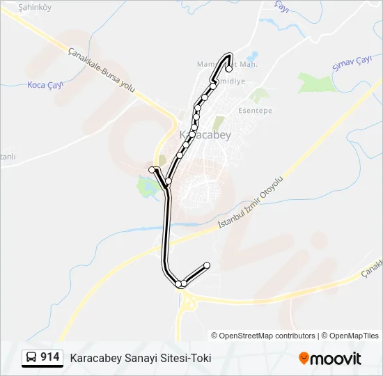 914 Bus Line Map