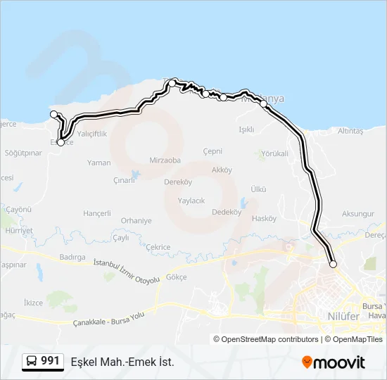 991 Bus Line Map