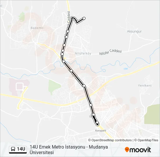 14U Bus Line Map