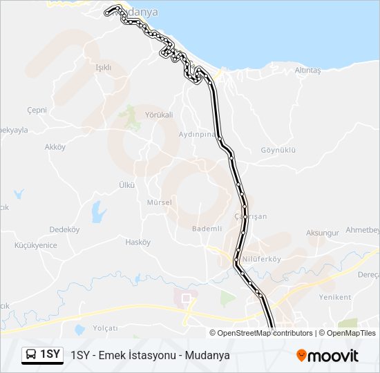 1SY otobüs Hattı Haritası