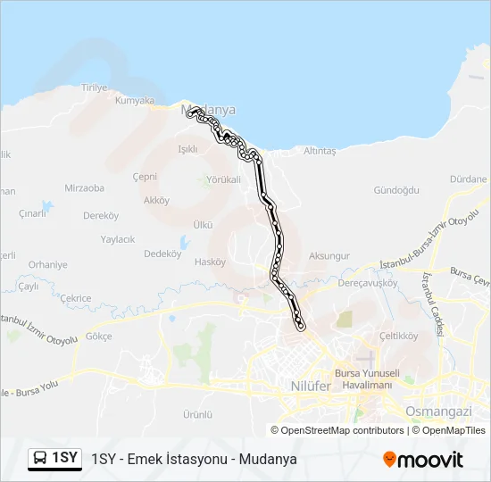 1SY Bus Line Map