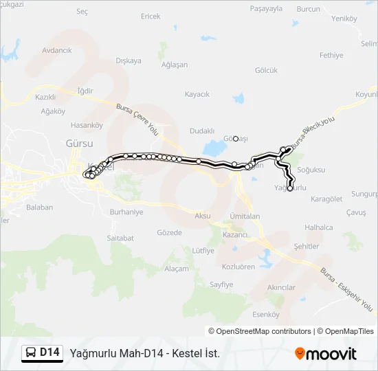 D14 Bus Line Map