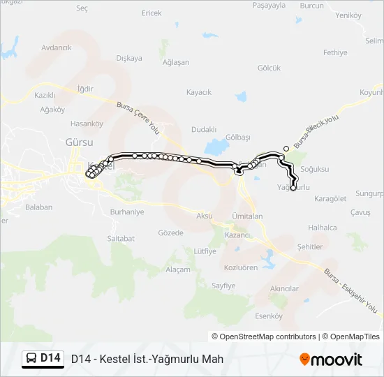 D14 Bus Line Map